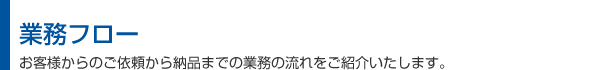 業務フロー／お客様からのご依頼から納品までの業務の流れをご紹介いたします。